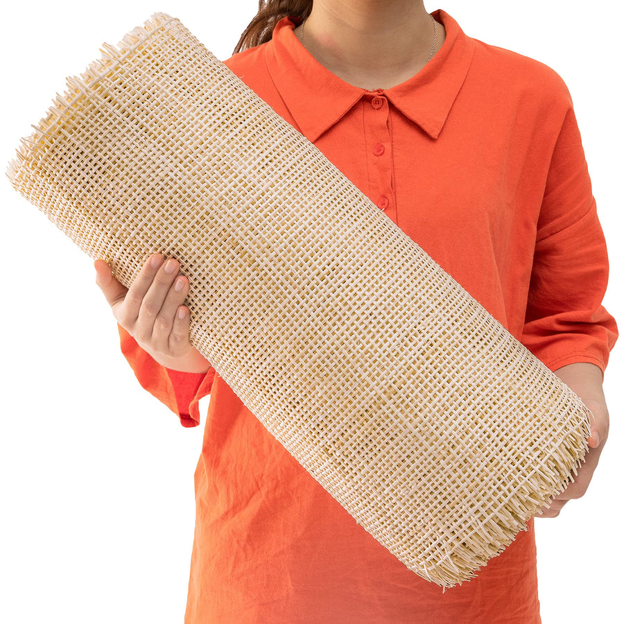 24 Width Square Rattan Cane Webbing Roll 5 Feet for Caning Projects Fine Radio Net Mesh Pre Woven Open Mesh Cane Webbing Sheet Natural Rattan Cane Webbing Roll Cabinet Chair (5 Feet)