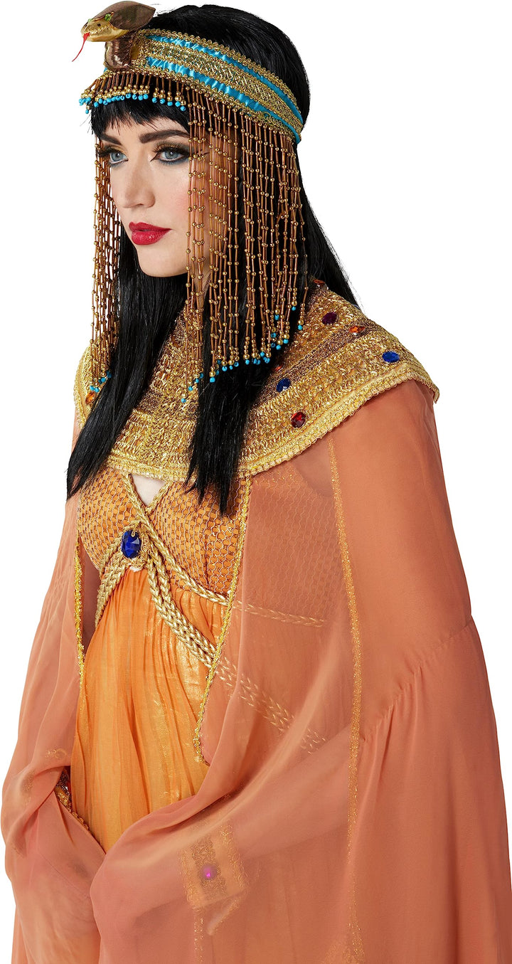 Forum Novelties Womens Egyptian Costume Accessory Asp Snake Beaded Headpiece Party Supplies, Gold, One Size US