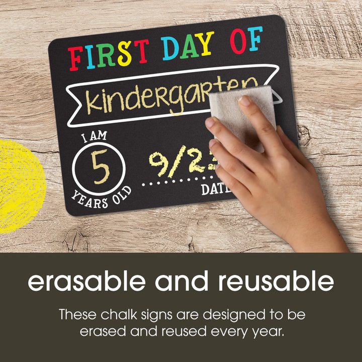 First and Last Day Chalkboard Signs, Reusable And Erasable Chalkboard, Ideal Photo Memory Prop for School Milestones, Includes 2 Chalk Signs With White and Yellow Chalk