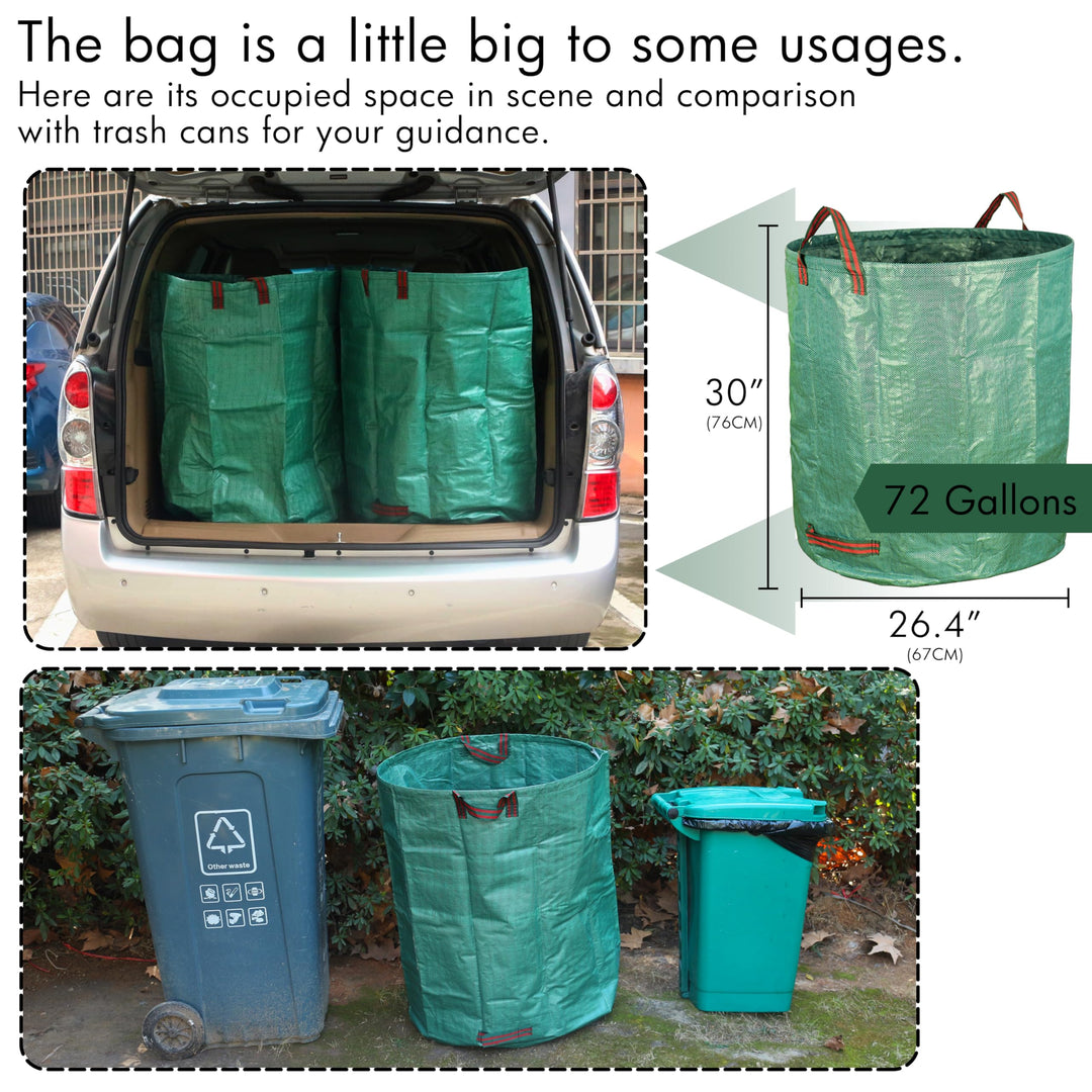 3-Pack 72 Gallons Garden Bag - Reuseable Heavy Duty Gardening Bags, Lawn Pool Garden Leaf Waste Bag