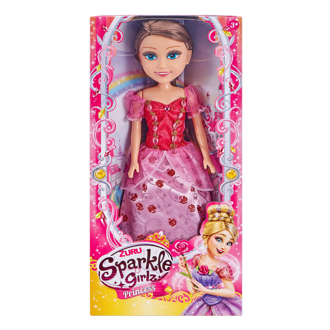 Princess Doll with Sparkly Dress, Long Hair and Interchangeable Outfit by ZURU Royal Accessories Toys and 18 inch Inches Fashion Dolls for Girls (Pink/Red)