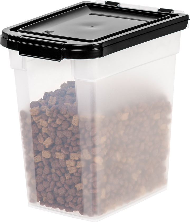 USA WeatherPro Airtight Pet Food Storage Container, Up to 10 lbs, for Dog Cat Bird and Other Pet Food Storage Bin, Keep Fresh, Translucent Body, BPA Free, Clear/Black