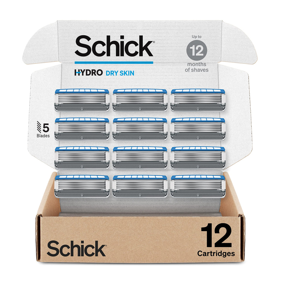 Hydro Dry Skin Razor Refills, 12ct | Razor Blades Refills, Razor Blades for Men, Shaving Blades for Men, Hydro Razor Blades Refill, 5 Blade Razor Men, 12 Refills