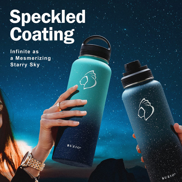40 oz Water Bottle Insulated with Straw & 3 lid and Carrying Pouch, Leak Proof Anti-Slip Stainless Steel Water Flask Jug, Cold for 48 Hrs Double Vacuum Thermo Canteen, BPA-Free, Blue