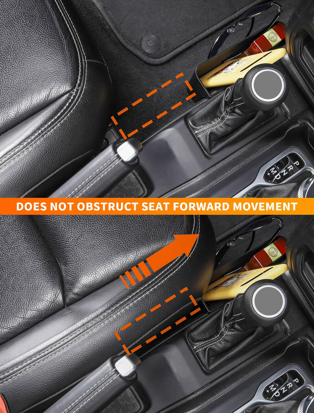 GT-2 Shifter Storage Box, Gear Shift Console Side Tray Organizer Compatible with 2018-2025 Jeep Wrangler JL JLU 4XE & Gladiator JT, Interior Storage Accessories, Black, 1 PC