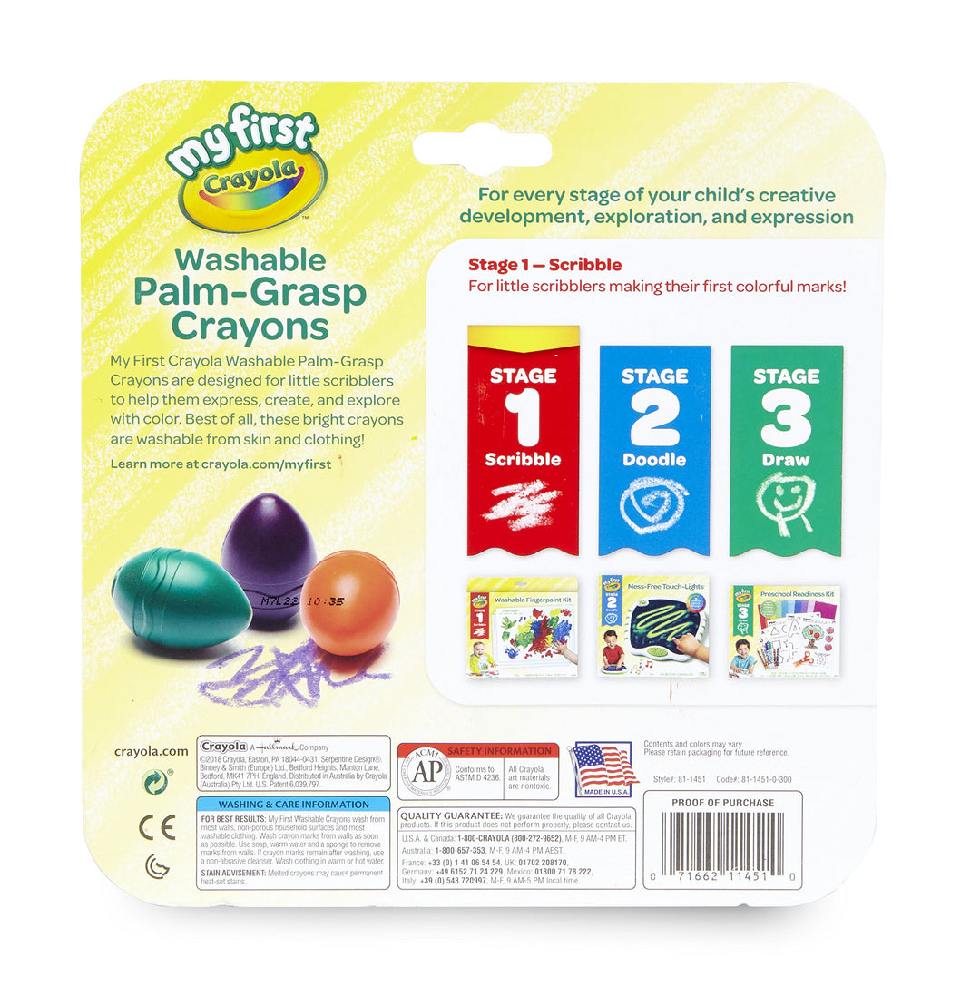 ; My First ; Palm-Grip Crayons; Art Tools; 6 Count; Designed for Toddlers