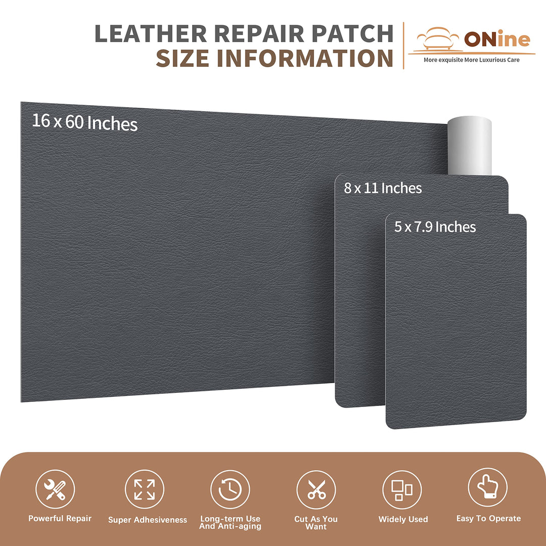 Leather Repair Patch,Self-Adhesive Couch Patch,Multicolor Available Scratch Leather 8X11 Inch Peel and Stick for Sofas, Car Seats Hand Bags Jackets(Grey 2.0)