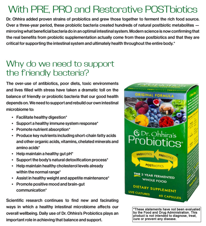 Dr. Ohhira’s Probiotics Original Formula with 3 Year Fermented Prebiotics, Live Active Probiotics and The only Product with Postbiotic Metabolites, 60 Capsules