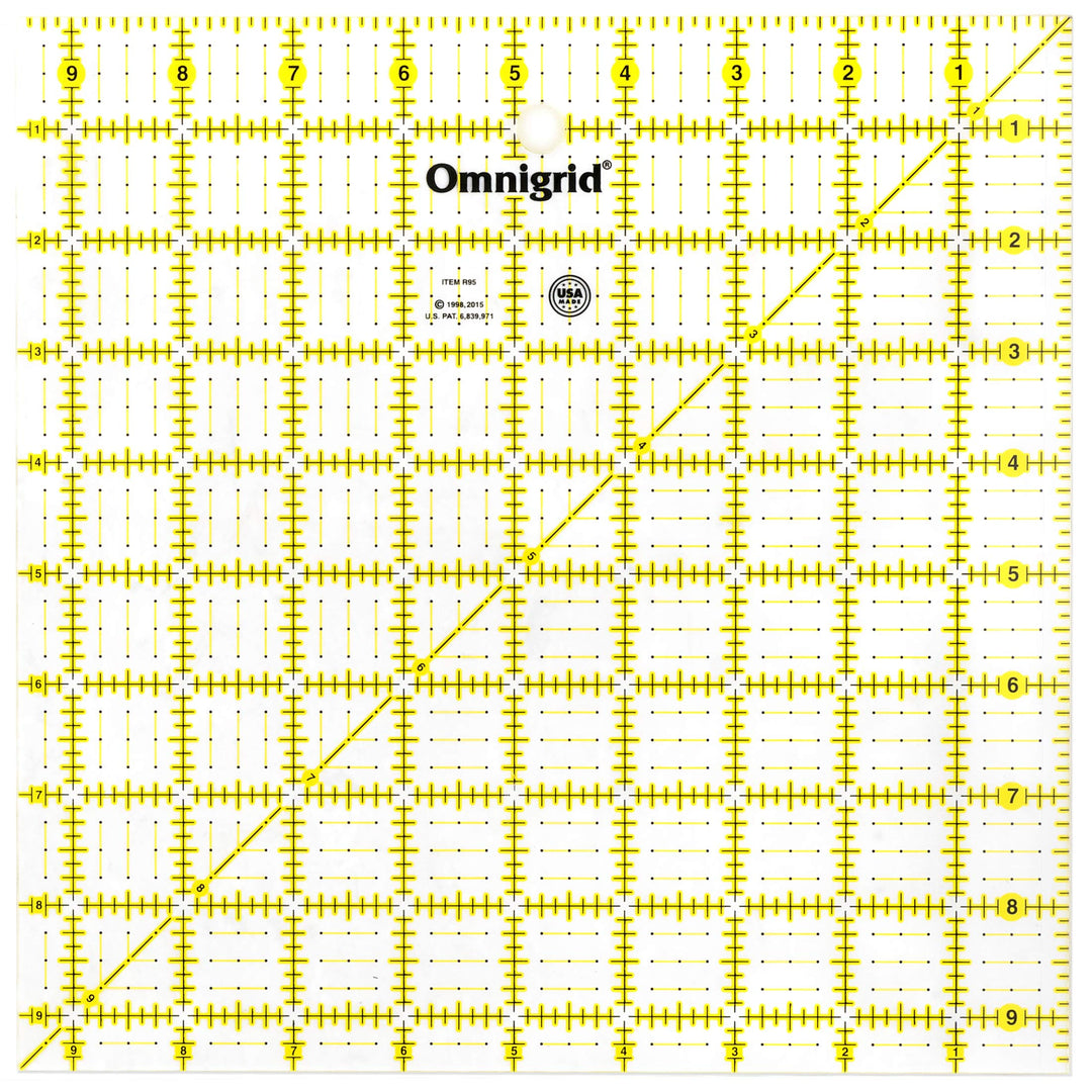 Square Value Pack (2-1/2, 4-1/2, 6-1/2, 9-1/2) Quilting Ruler, 2.5”, 4.5”, 6.5” and 9.5”, Clear, 4 Pack, (R2595S)