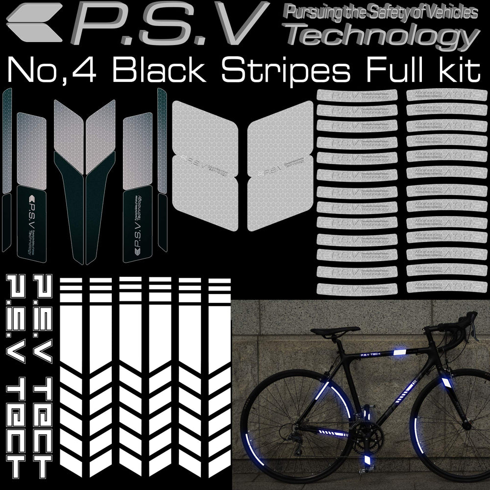 Stripes Full Kit Reflector kit for Bicycle Frame and Wheel Reflect Improve Visibility at Night and Bad Weather (Black)