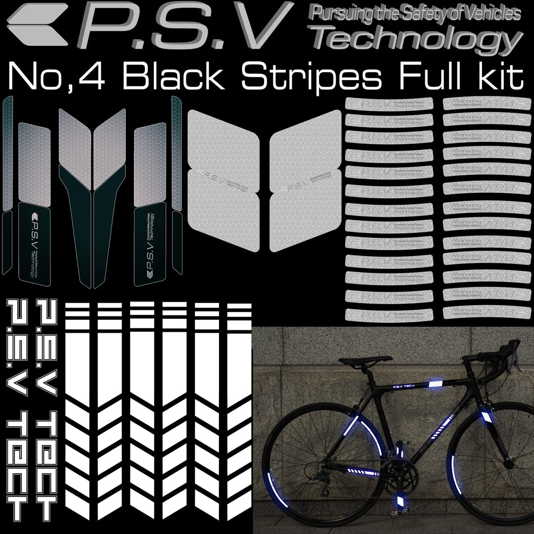 Stripes Full Kit Reflector kit for Bicycle Frame and Wheel Reflect Improve Visibility at Night and Bad Weather (Black)