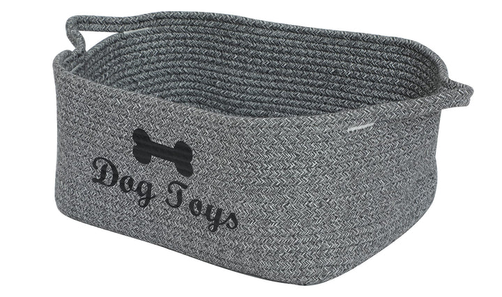 Weave Rope toy Storage Basket Bin Dog Toy Storage Basket Basket Dog Toys Baske -Cube Organizer for Closet,Small Toys,Towels-Mixed Gray-Dog