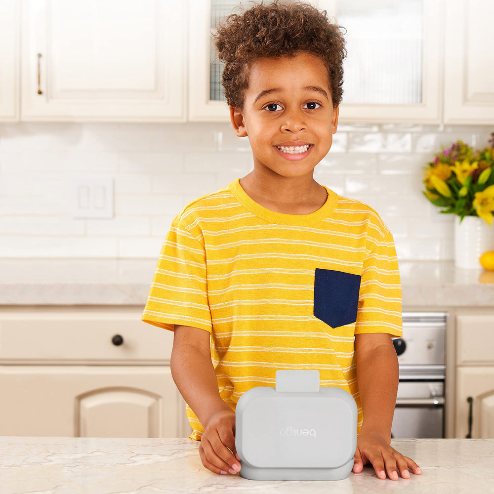 Kids Snack - 2 Compartment Leak-Proof Bento-Style Food Storage for Snacks and Small Meals, Easy-Open Latch, Dishwasher Safe, and BPA-Free - Ideal for Ages 3+ (Gray)