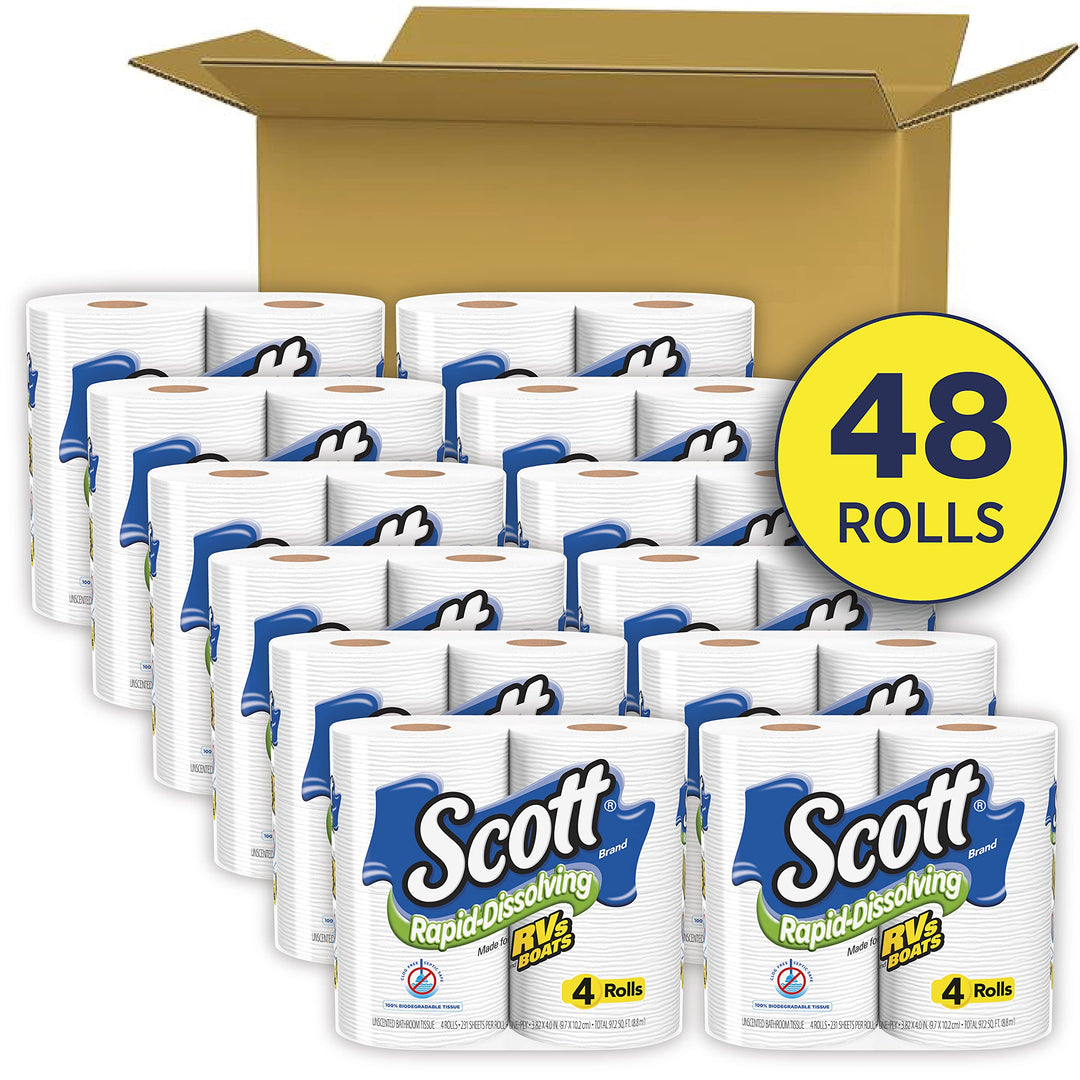 Rapid Dissolving Toilet Paper, 4 Rolls (Pack of 12)