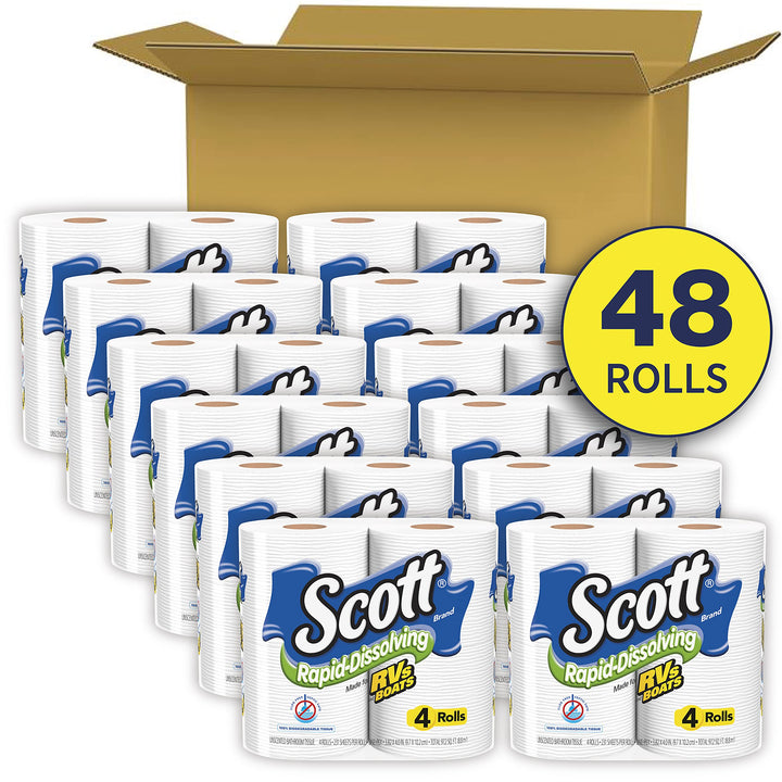 Rapid Dissolving Toilet Paper, 4 Rolls (Pack of 12)