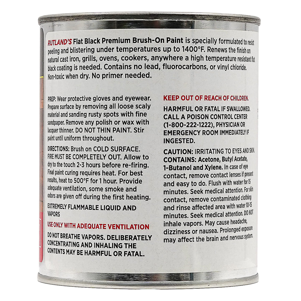 Rutland - 81V Premium 1400 Degree F Hi-Temp Brush-On Paint, 16 fl oz, Black