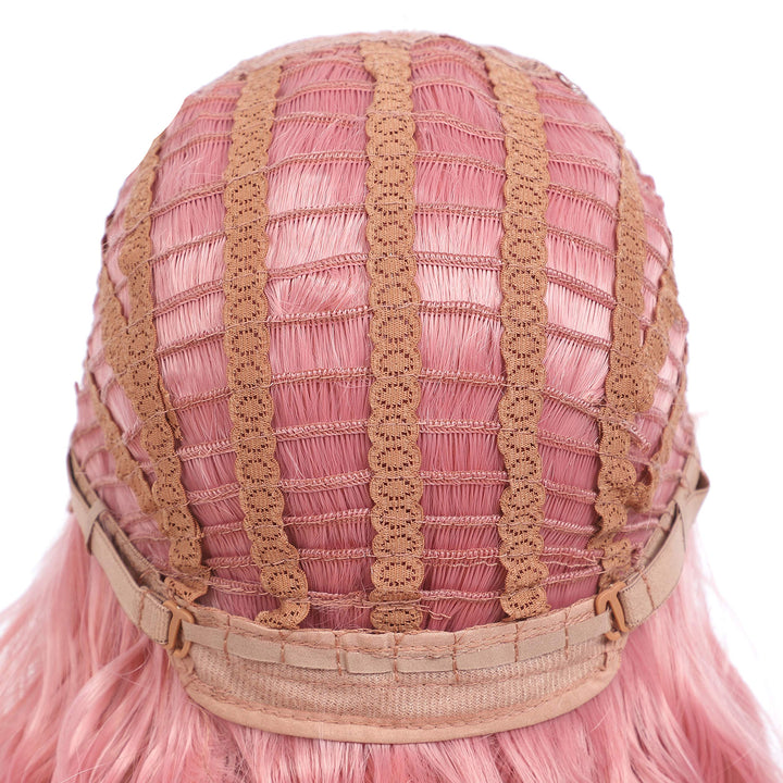 , Short Wigs Pink Wavy for Women Cosplay Wigs, 12 inch Synthetic wig with Adjustment Straps and Comfortable Rose Net Inside,Best Synthetic Heat Resistant Fiber(Pink)