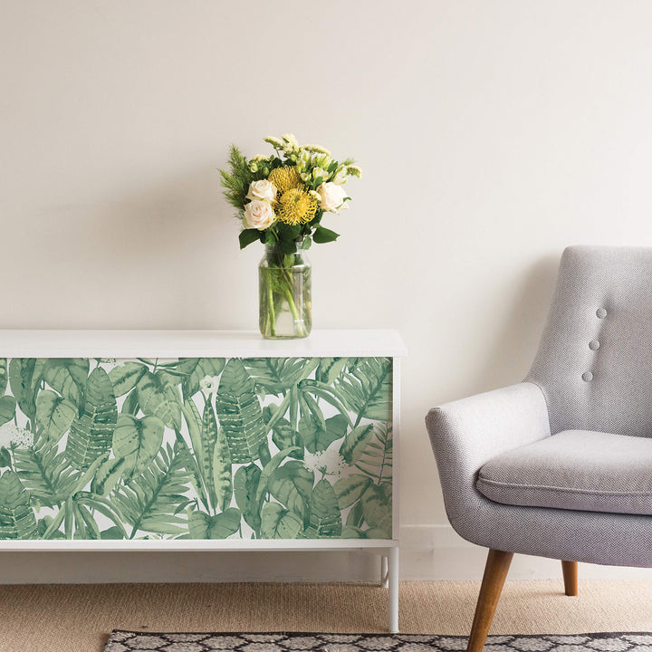 Jungle Green Tropical Removable Peel and Stick Wallpaper, 20.5 in X 16.5 ft, Made in the USA