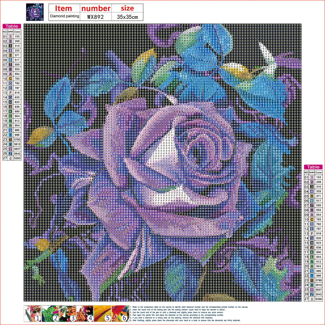 Diamond Painting Kits for Adults, Round Full Drill Diamond Painting Kits, 5D DIY Diamond Painting by Number Kits Diamond Art Kits for Home Wall Decor 14x14 Inch Purple Rose