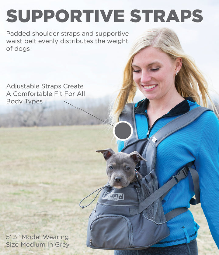 PoochPouch Dog Front Carrier, Small, Grey