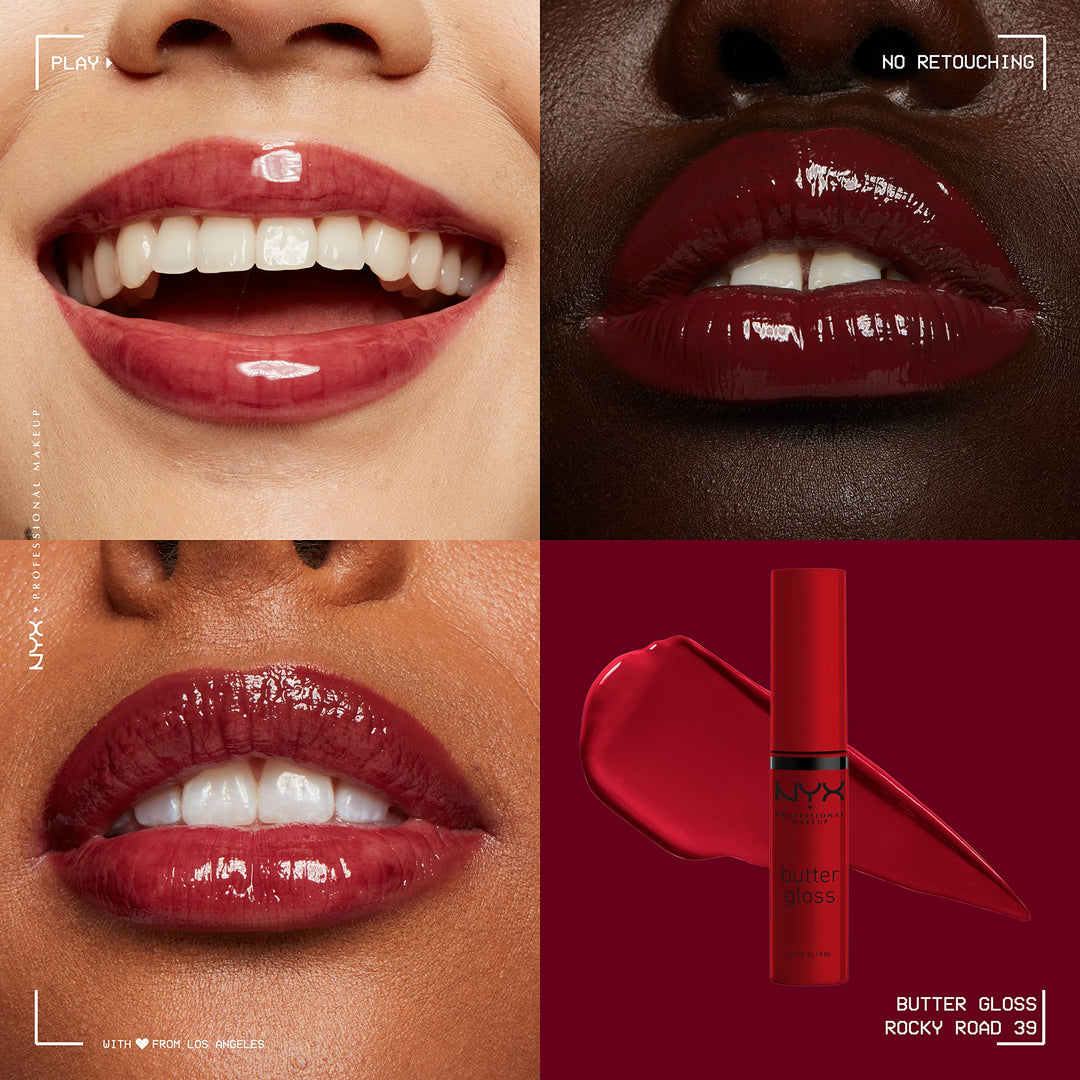 PROFESSIONAL MAKEUP Butter Gloss, Non-Sticky Lip Gloss - Rocky Road (Wine)