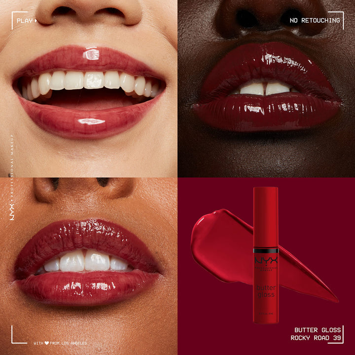 PROFESSIONAL MAKEUP Butter Gloss, Non-Sticky Lip Gloss - Rocky Road (Wine)