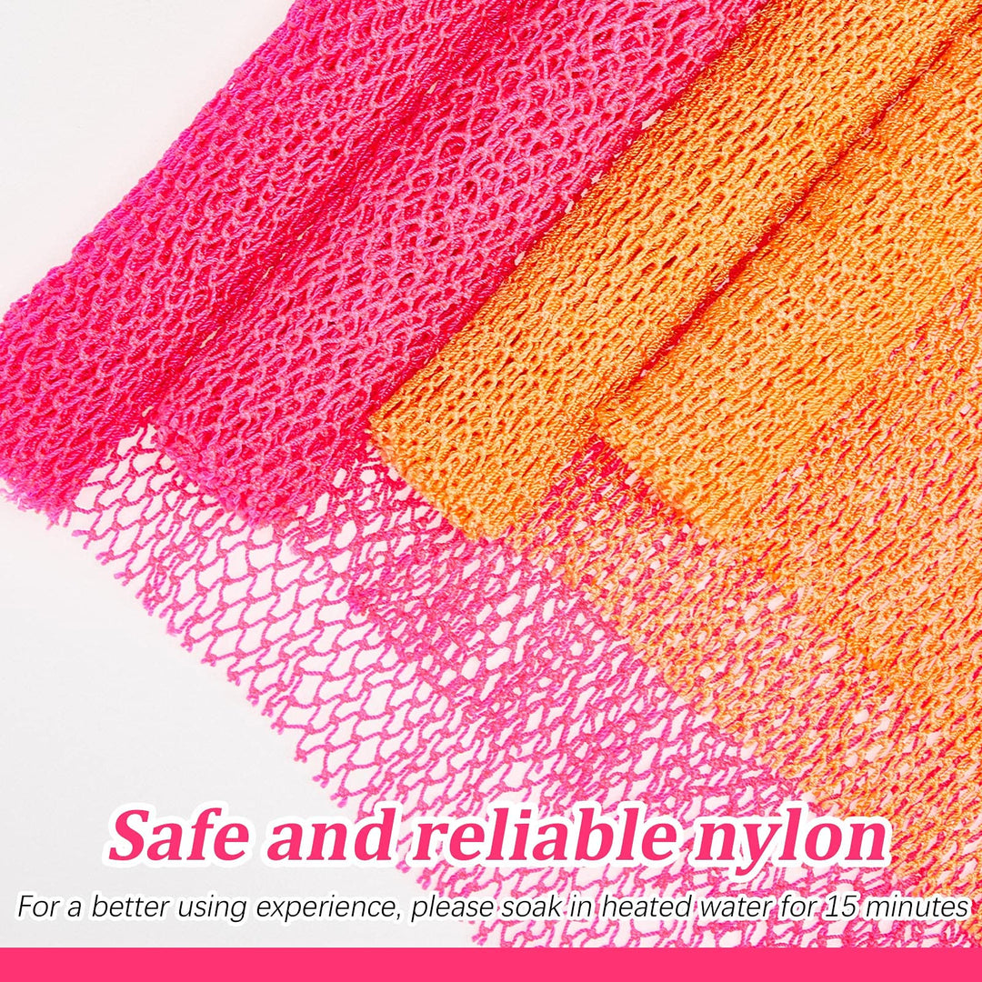 2 Pieces African Net Sponge African Body Exfoliating Net African Net Bath Exfoliating Shower Body Scrubber Back Scrubber Skin Smoother for Daily Use or Stocking Stuffer (Yellow, Pink)
