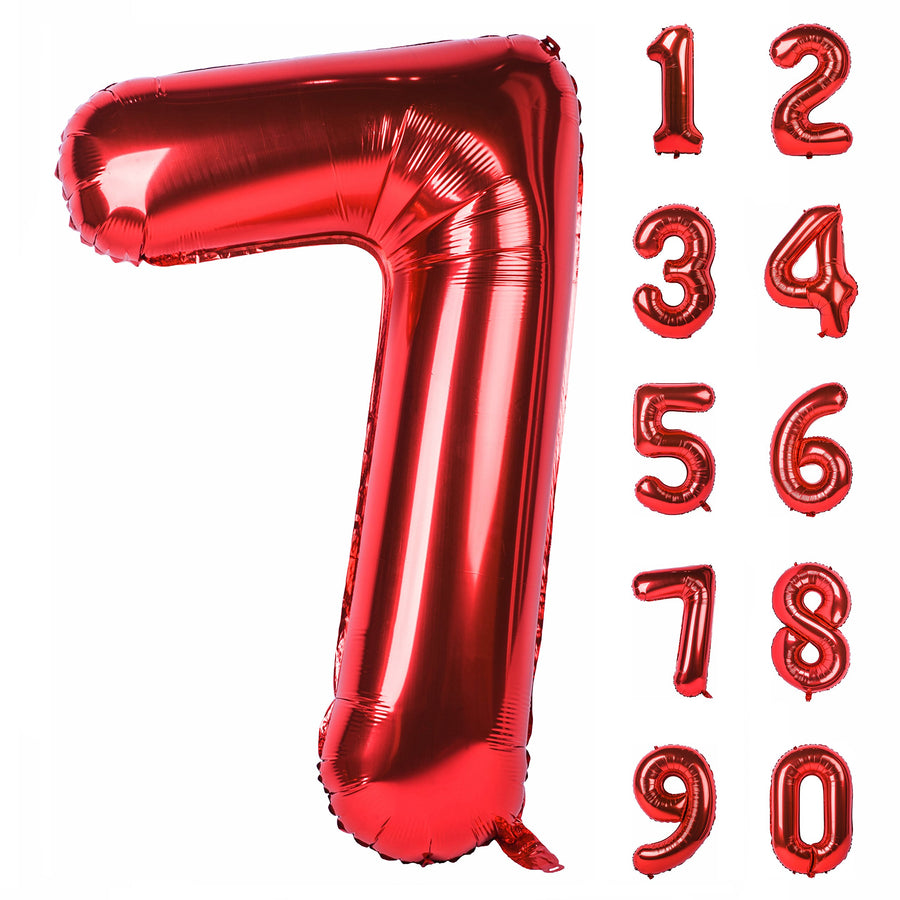40 Inch Red Large Numbers Birthday Party Decorations Helium Foil Mylar Big Number Balloon Digital 7