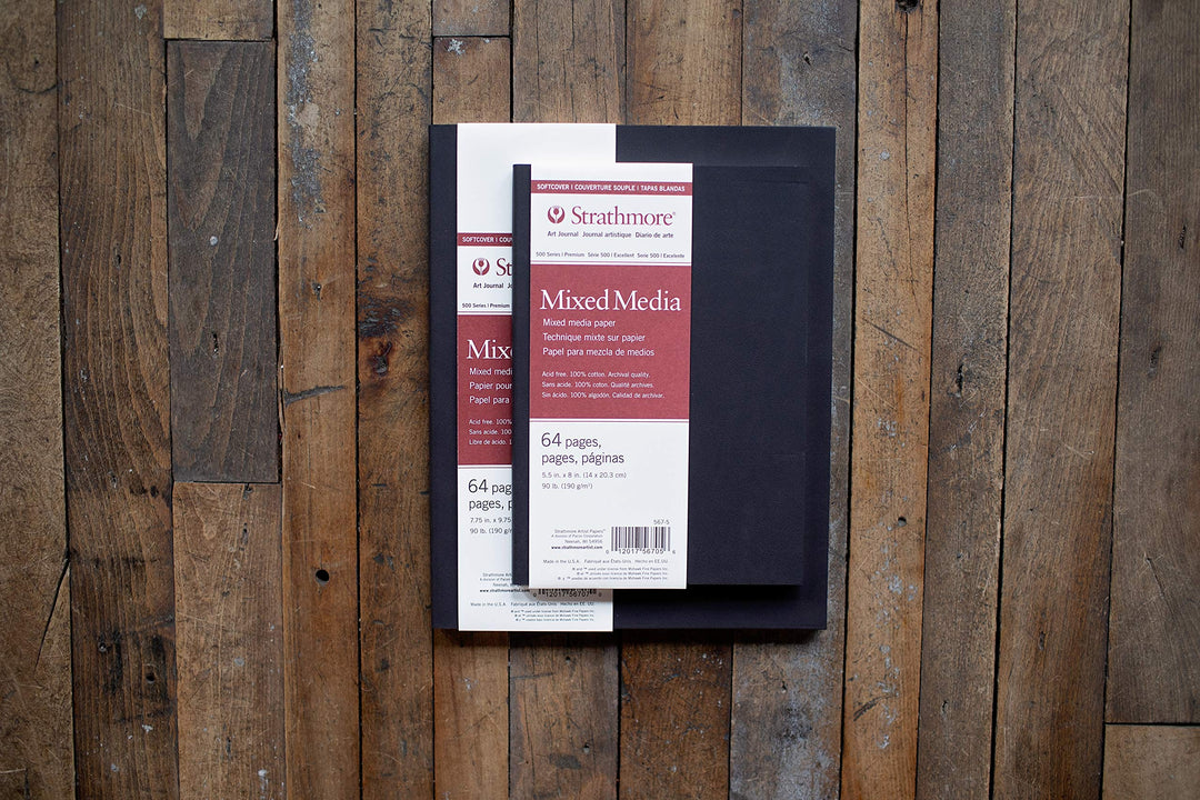 567-7-1 Softcover Mixed Media Art Journal, 7.75 x 9.75, White, 64 Pages