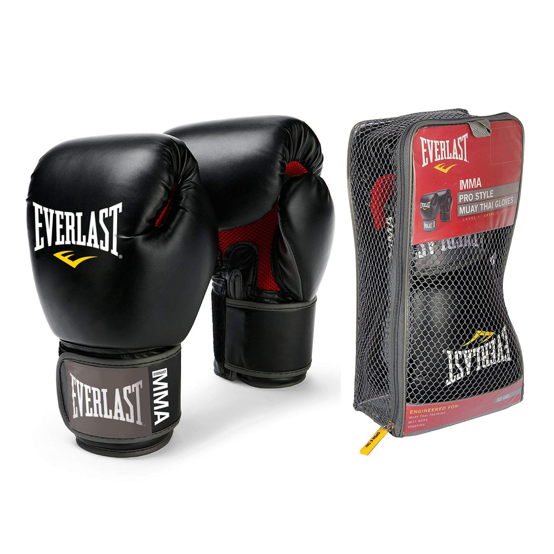 12-Ounce Pro Style Muay Thai Gloves, Black