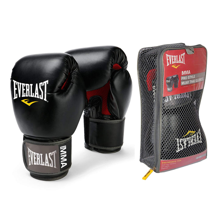 12-Ounce Pro Style Muay Thai Gloves, Black