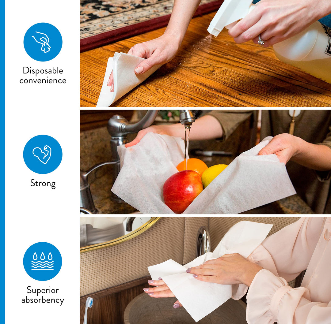 - Disposable Hand Towels for Bathroom - White Linen Like Guest Napkins - Bathroom Paper Towels for Guests - Ideal for Paper Dinner Napkins (100 Count- Basic Size - 15.5 x 8)