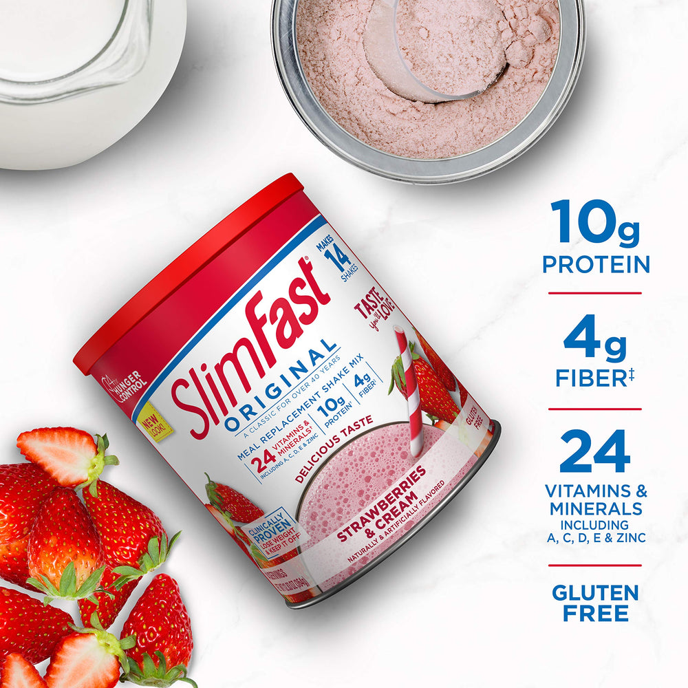 Slim Fast Original, Meal Replacement Shake Mix, Strawberries and Cream, 12.83 Ounce