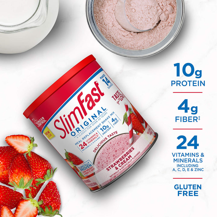 Slim Fast Original, Meal Replacement Shake Mix, Strawberries and Cream, 12.83 Ounce