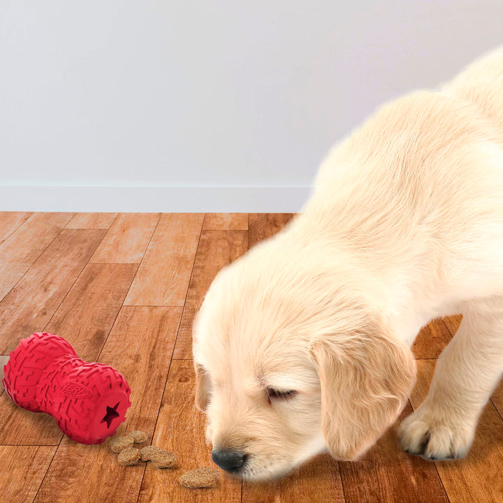 Dog Tire Feeder Dog Toy, Lightweight, Durable and Water Resistant, 4 Inches, for Medium/Large Breeds, Single Unit, Red