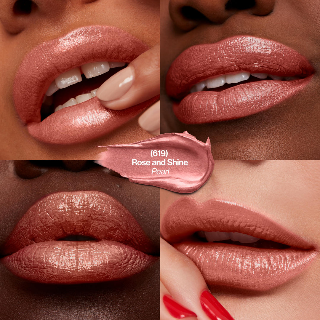 Revlon Super Lustrous Lipstick, High Impact Lipcolor with Moisturizing Creamy Formula, Infused with Vitamin E and Avocado Oil in Pink Pearl, Rose and Shine (619)