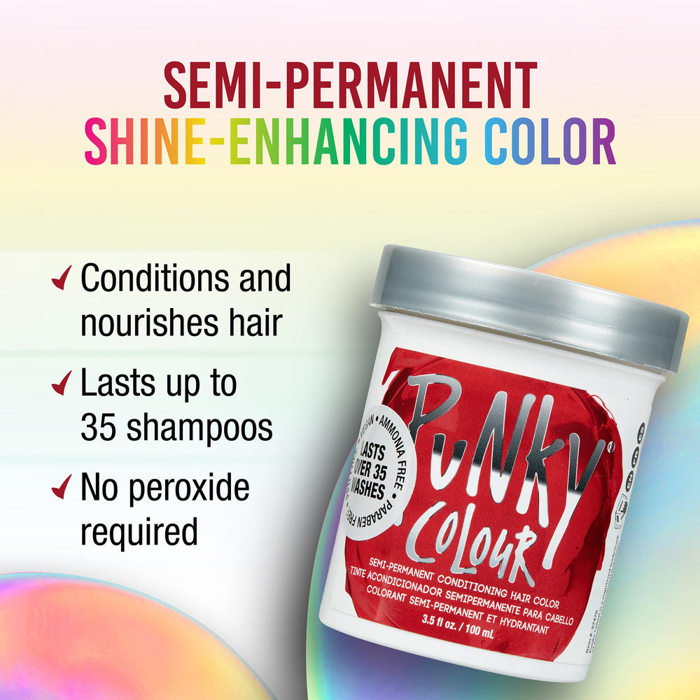 Vermillion Red Semi Permanent Conditioning Hair Color, Vegan, PPD and Paraben Free, lasts up to 25 washes, 3.5oz