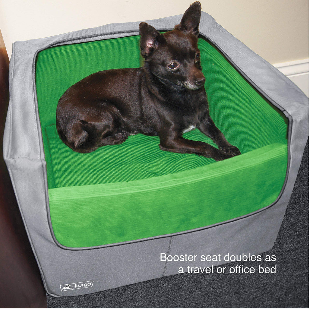 Skybox Rear Booster Seat for Dogs or Cats, Dog Car Seat, Carrier Carseat for Pets Up to 30 Pounds, Helps with Canine Car Sickness, Includes Seatbelt Tether (Grass Green/Charcoal)