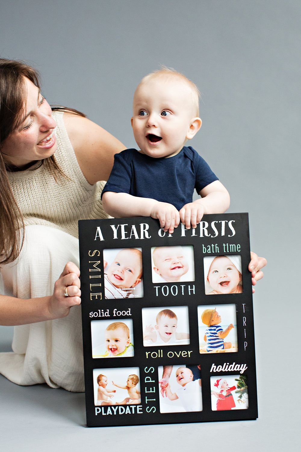 Baby's Firsts Keepsake Picture Frame, Display Photos of Your Favorite Moments from Baby's First Tooth to Baby’s First Trip, Black