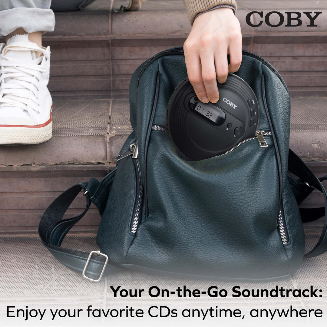 COBY Portable CD Player with Earbuds, FM Radio & MP3 | Skip Protection, Lightweight & Shockproof Music Compact Disc Player | Portable Discman Perfect for Home Car and Travel