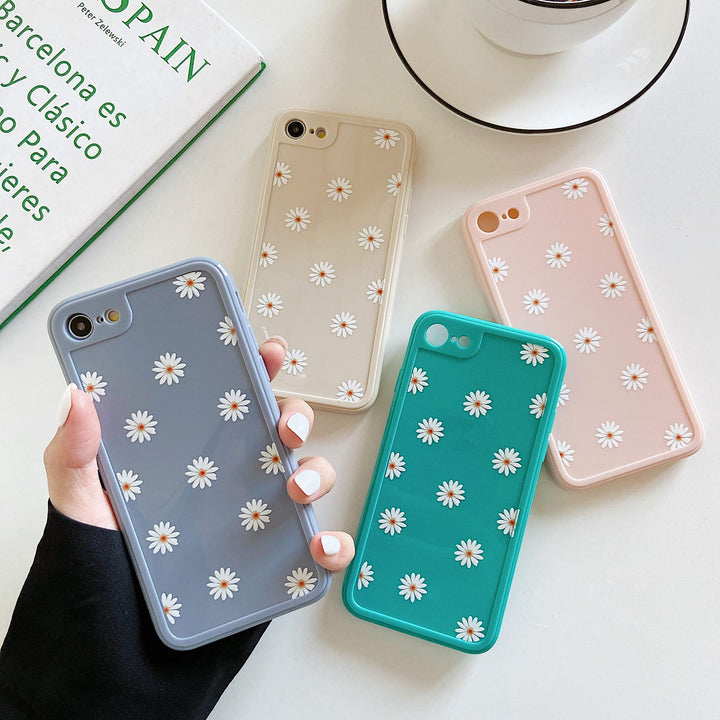 TPU Back Case for iPhone 7 iPhone 8 iPhone SE 2020 iPhone SE 2022, Daisy Pattern Glossy Soft Silicone Case, Cute Girls Slim Lightweight Protective Bumper Cover for iPhone 7 (4.7) - Beige