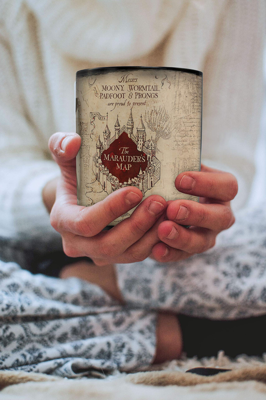 Harry Potter - Marauder's Map - I Solemnly Swear – 16 oz Large Ceramic Heat Sensitive Clue Mug – Full image revealed when HOT liquid is added