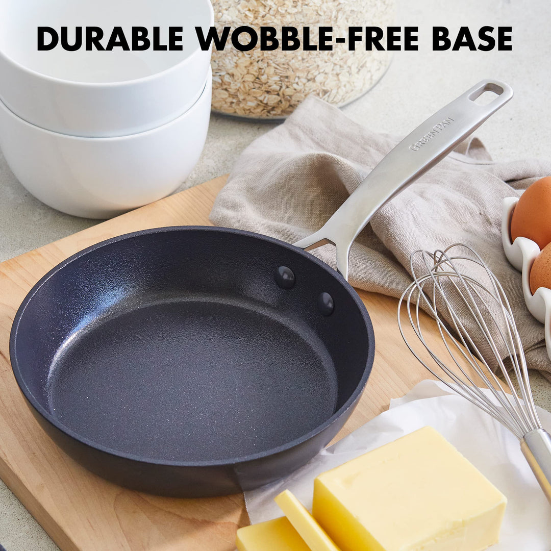 SearSmart Hard Anodized Healthy Ceramic Nonstick, 8 Frying Pan Skillet, PFAS-Free, Textured Surface, Dishwasher Safe, Black