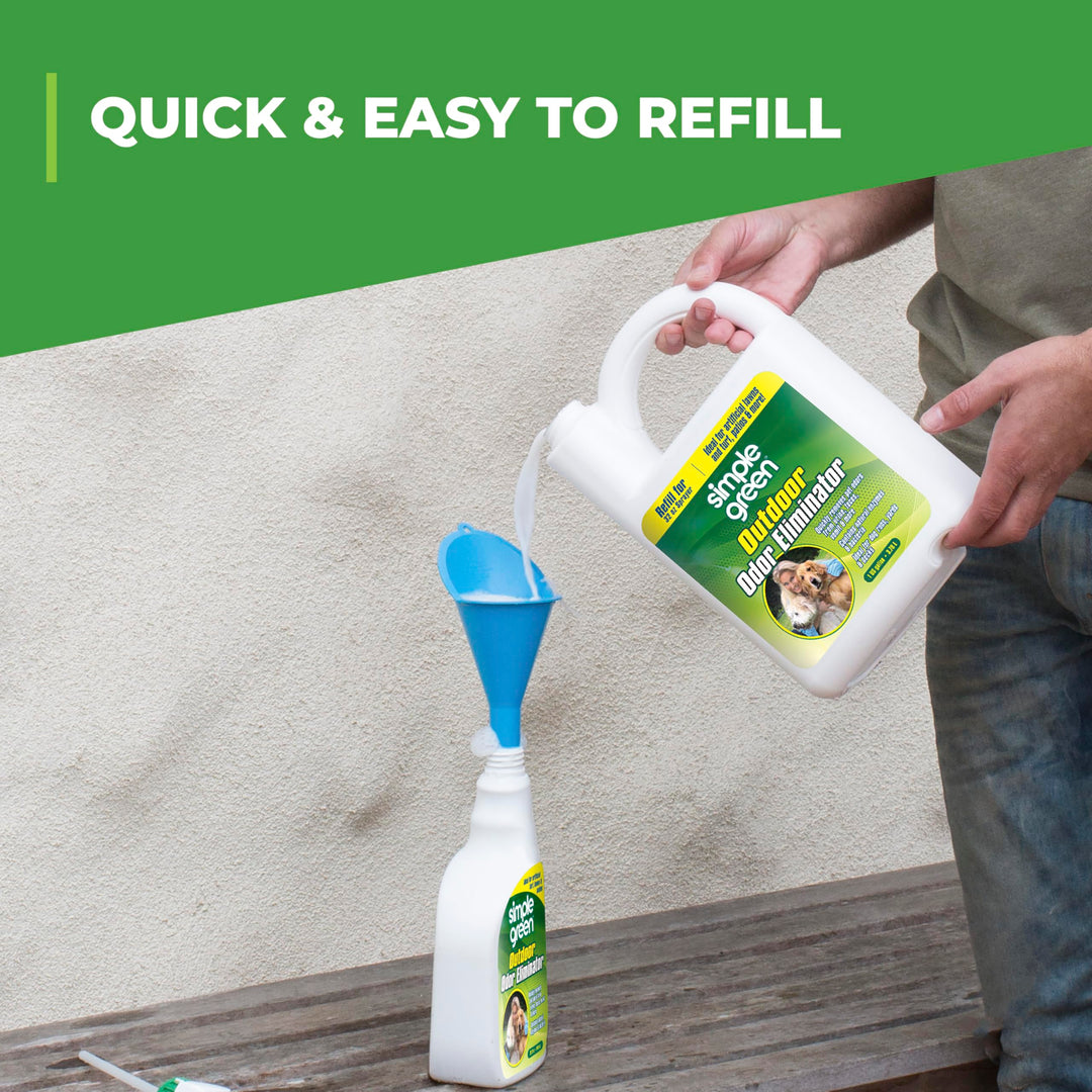 Outdoor Odor Eliminator for Pets, Dogs, Ideal for Artificial Grass & Patio (32 oz Hose End Sprayer & 1 Gallon Refill)