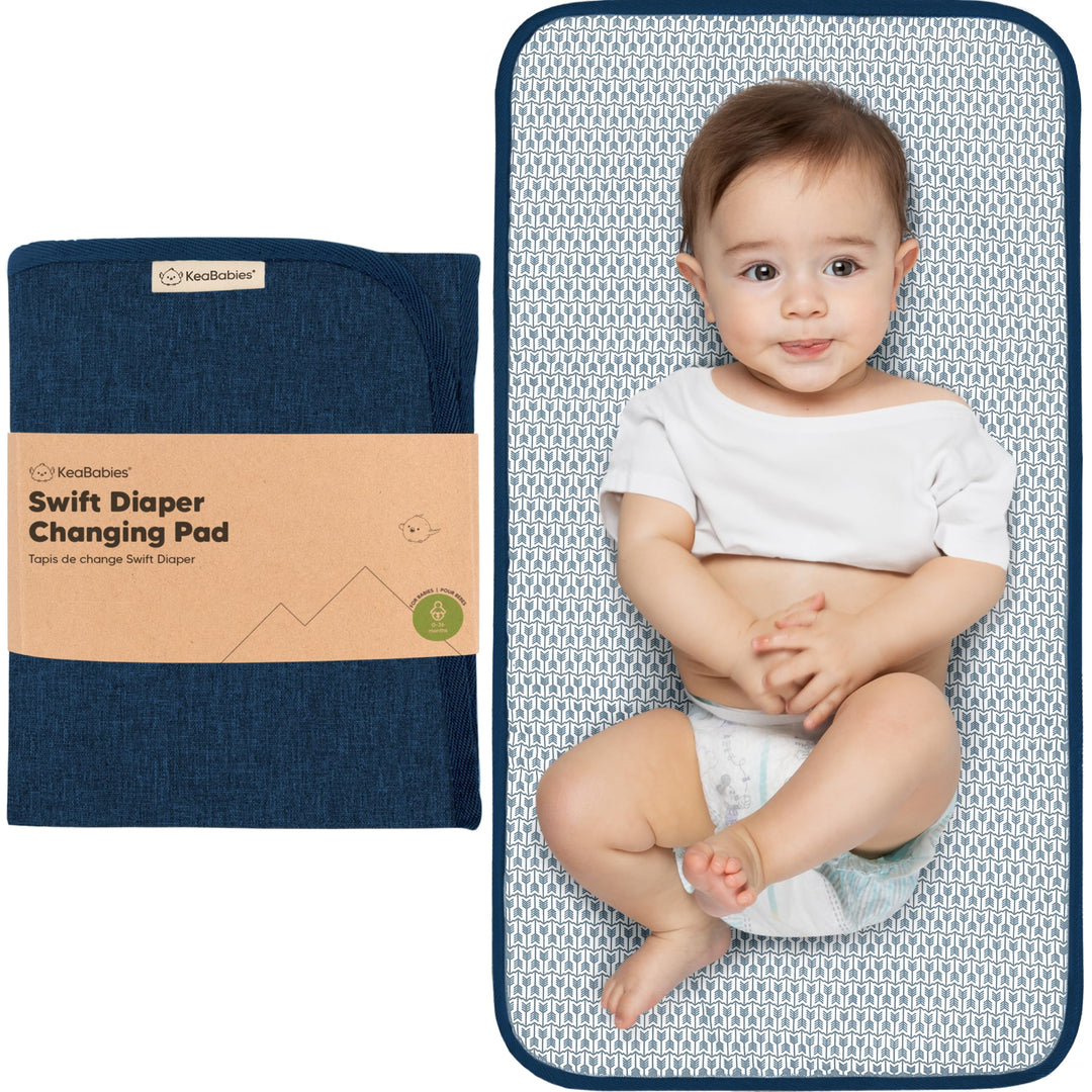 Portable Diaper Changing Pad - Waterproof Foldable Baby Changing Mat - Travel Diaper Change Mat - Lightweight Changing Pads for Baby - Baby Changer - Machine Washable (Navy Blue)