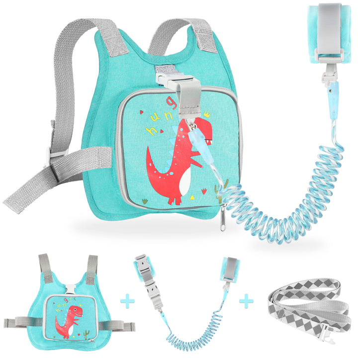 Toddlers Harness Leash & Anti Lost Wrist Link & Child Safety Harness Leash for Girls Kids Walking Wristband Assistant Strap Reflective Belt for Boys The Best Gift to Keep Kid Close(Dinosaur)