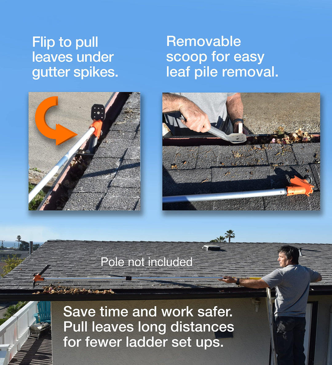Gutter Cleaner PRO, Gutter Cleaning from The Ground, Plus Clean from roof and Ladder, and Clean Off Gutter Guards from The Ground.