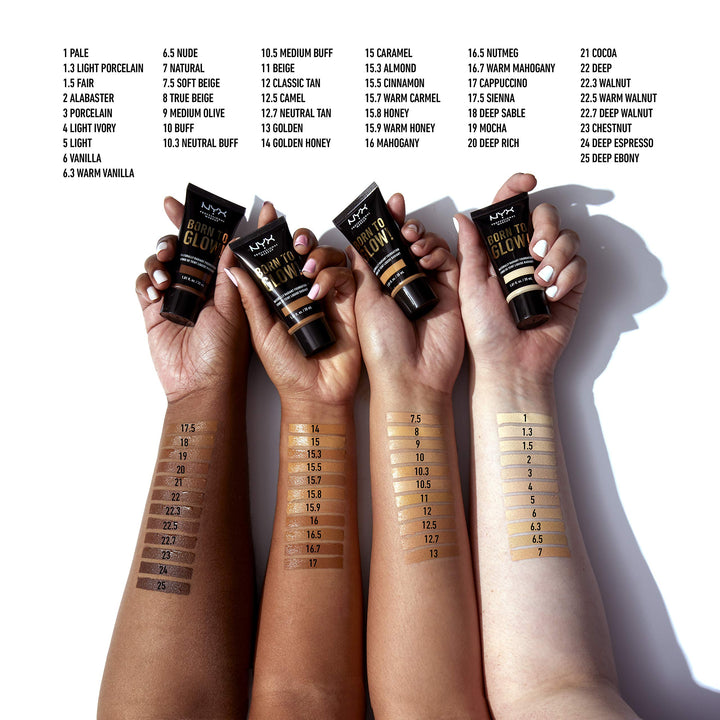 PROFESSIONAL MAKEUP Born To Glow Naturally Radiant Foundation, Medium Coverage - Mocha