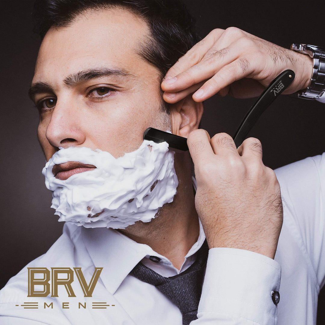 Professional Straight Edge Barber Razor w/ 100 Lord Platinum Single Edge Razor Blades | Straight Razors for Men | Barbershop Accessories | Mens Shaving Knife & Shavette - Black