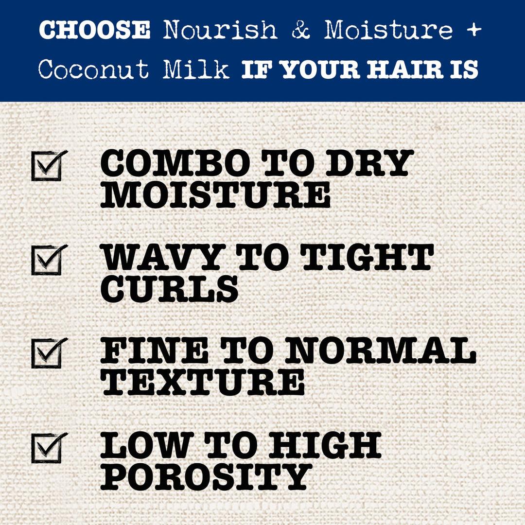 Nourish & Moisture + Coconut Milk Shampoo to Hydrate and Detangle Curly Hair, Lightweight Daily Moisturizing Shampoo, Vegan, Silicone & Paraben-Free, 13 fl oz